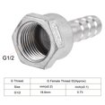 thumbnail image 5 of Uxcell 12mm Barb x 1/2PT Female Barb Hose Fitting Stainless Steel with Hose Clamp, 5 of 6