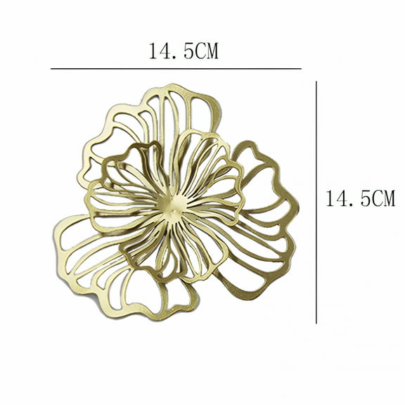 LAMIRO Floral Wall Hanging Decor Metal Wall Art Decoration for Bathroom Living Room Golden Small