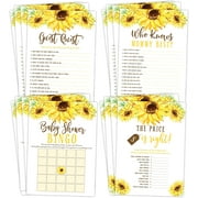 Sunflower Baby Shower Games, Bingo, Find The Guest, The Price Is Right, Who Knows Mommy Best, Pink and Gold Floral, 25 Games Each
