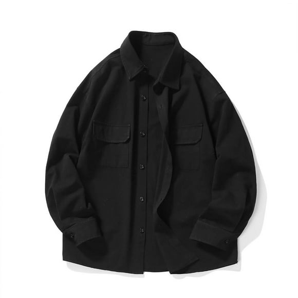 Mens Shirts Button Down Long Sleeve Big and Tall Dress Shirts Men Casual Shirt Mens Vacation Shirts Beach Dress Shirts Men, Black, 4XL