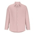 thumbnail image 4 of Iugvhana Casual Shirts for Men Solid Color Turn-down Collar Button Long Sleeve Business Shirt Blouse with Pocket Pink M, 4 of 6
