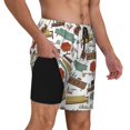 thumbnail image 3 of Picia Art Of Living pattern Mens Swim Trunks with Compression Liner Stretch Beach Shorts Quick Dry with Zipper Pockets No-Chafing Board Shorts-Large, 3 of 9