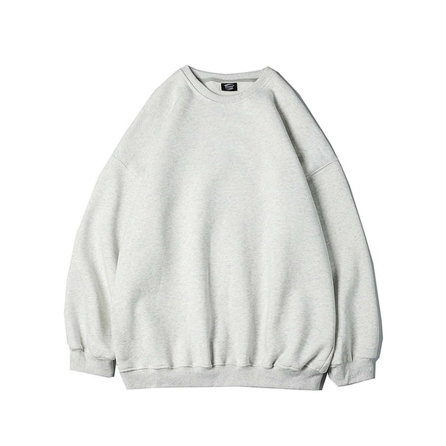 Blusas y camisas de manga larga con cuello redondo para hombre, sudadera holgada con cuello redondo de color liso, blusa de poliéster para hombre