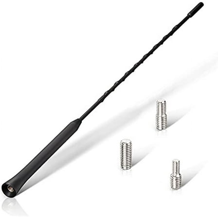 Universal Vehicle Antenna Replacement 16 Inch, AM FM Roof Mount Car Radio Antenna Mast, Flexible Rubber Antenna with 3 Screw Thread Adapters