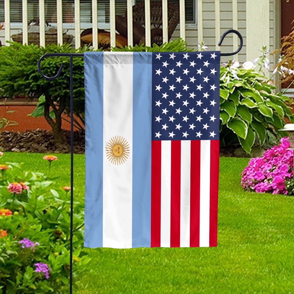 American Argentine Flag Argentina Friendship U.S.A Memorial Day Patriotic For House Flag, Double-Sided Decorative Outdoor Flag, Patriotic Polyester Yard Flag 29.5 x 39.5 in