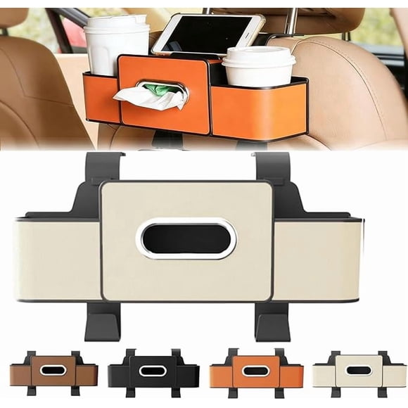 Organisateurs de Voiture et Boîte de Rangement, Organisateurs de Voiture et Boîte de Rangement derrière Ensemble, Organisateur de Voiture Multifonction 4 en 1 et Boîte de Rangement pour Siège Arrière pour Téléphone, Boissons, Sac à Main, Ajustement Universel