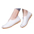 thumbnail image 3 of Huesdet Women's Leather Loafers Slip On Flats Casual Round Toe Breathable Comfortable Walking Working Driving Long Standing Fashion Soft Shoes(White,10), 3 of 7