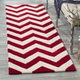 thumbnail image 3 of SAFAVIEH Chatham Jake Zigzag Stripes Wool Area Rug, Red/Ivory, 6' x 9', 3 of 9