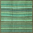 thumbnail image 1 of Ahgly Company Machine Washable Indoor Square Abstract Turquoise Blue Modern Area Rugs, 5' Square, 1 of 4