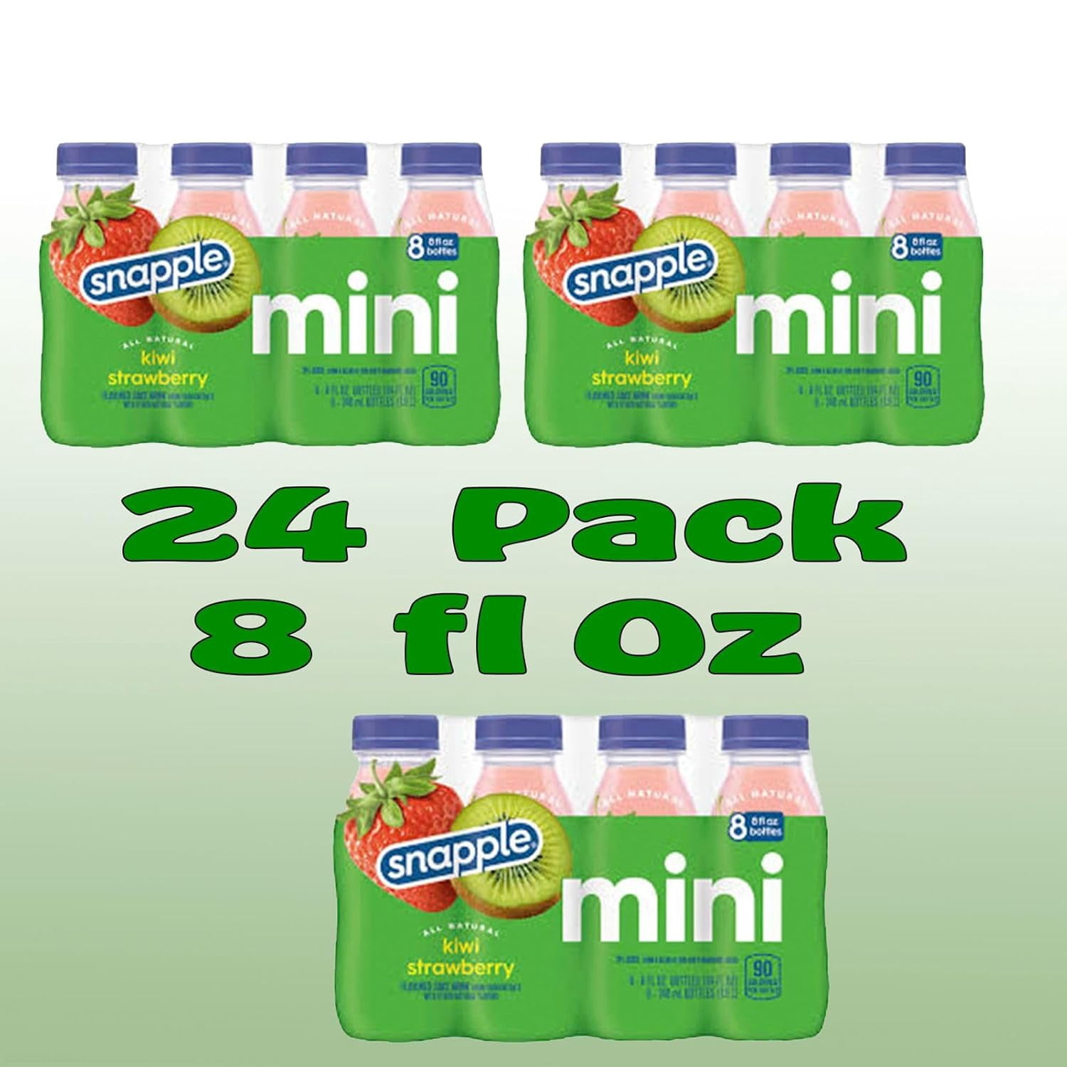 Snapple Kiwi Strawberry All Natural Fruit Juice Drink, 8 fl oz Plastic Bottles, Made with Real Fruit Flavor, 24-Pack