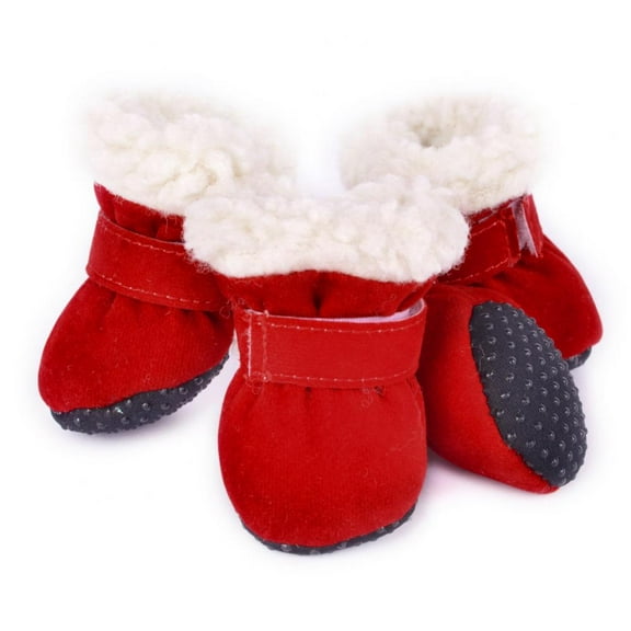 Warm Dog Snow Boots Waterproof Suede Puppy Booties Anti-Skid Pet Winter Shoes
