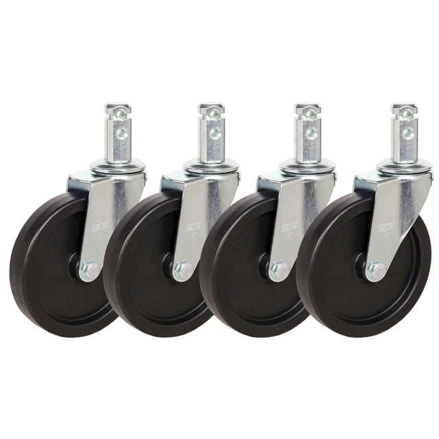 5" Caster Set of 4 Swivels for Bun and Sheet Pan Racks with Polyolefin Wheels