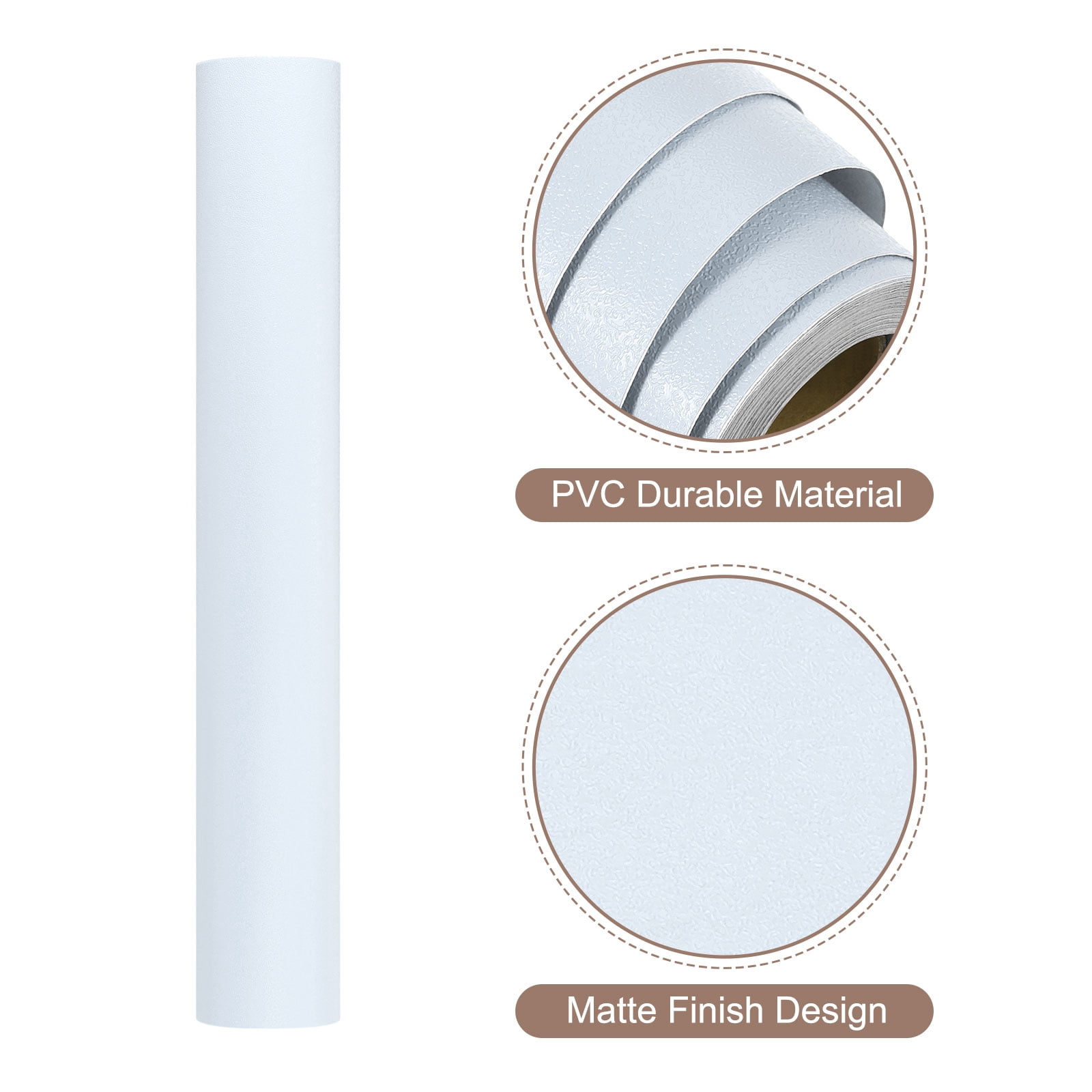 Unique Bargains Peel Stick Wallpaper Solid Color Vinyl Self-Adhesive Paper Light Blue