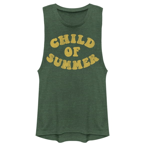 Junior's CHIN UP Child of Summer Festival Muscle Graphic Tee Pine Green Heather 2X Large
