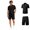 Black, variant on Men's 2 Piece Short Sleeve Suit Set, Textured Blazer Jacket & Matching Dress Shorts, Slim Fit Casual Summer Outfit for Wedding, Beach, Business, Party