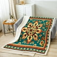 thumbnail image 2 of Vintage Blanket Floral Throw Blanket for Bed, Persian Medallion Fleece Blanket 40x50 Size, Bohemian Paisley Sherpa Blanket Tribal Mandala Fuzzy Blanket Microfiber Soft, 2 of 5