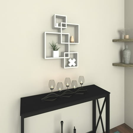 Porch Den Montclair Myrtle White Laminate Intersecting Cube Porch Den Montclair Myrtle White Laminate Intersecting Cube Shelves