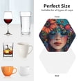 thumbnail image 6 of Rateoe Bohemian Colorful Flower Woman Drawing Drink Coasters Set of 4 Leather Coasters Spill Protection for Table Desk,Durable and Non Slip Leather Coaster ,4 Inches Drink Mats-Hexagon, 6 of 6