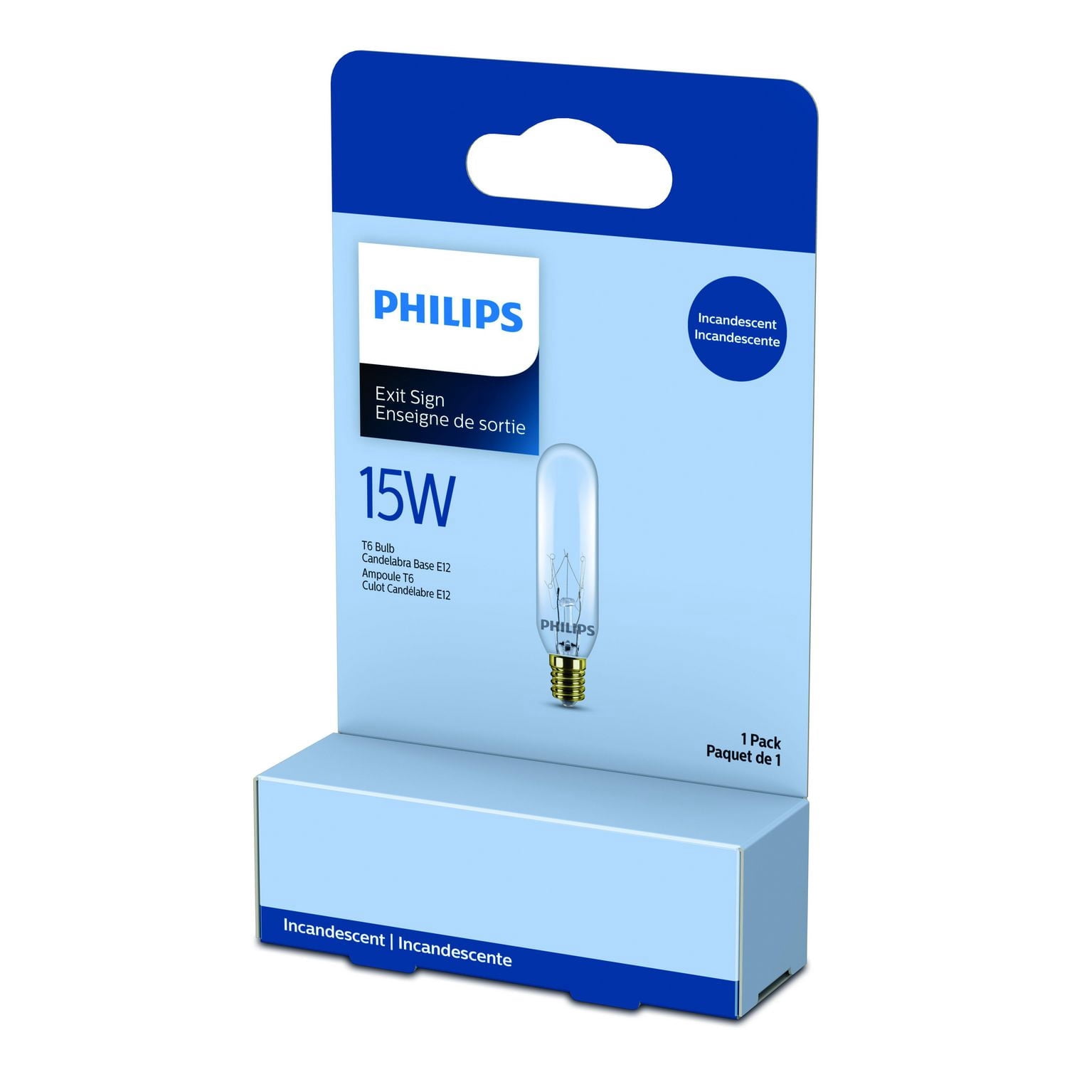 PHILIPS 15W T6 Candelabra Base Exit Sign Light Bulb
