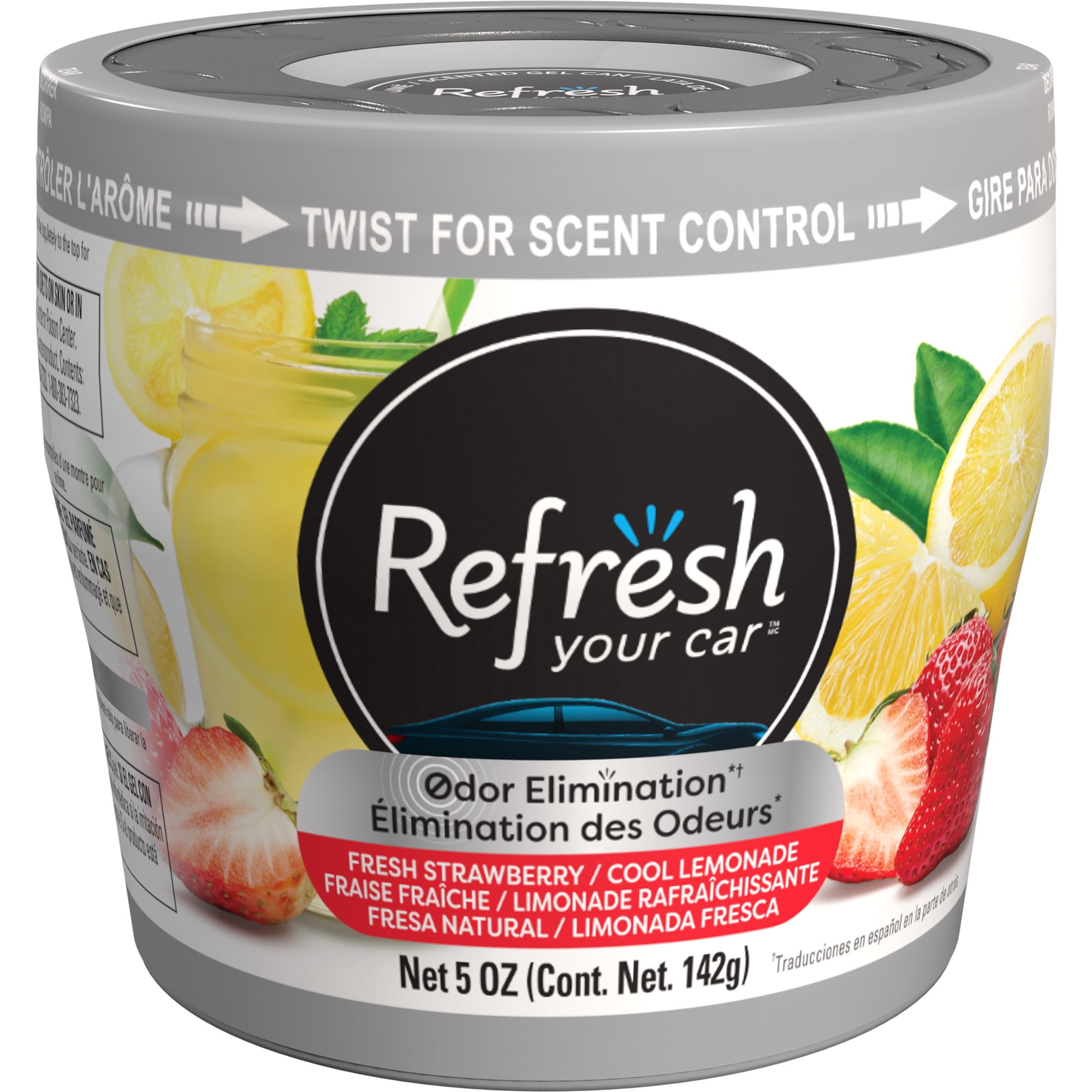 Refresh Your Car! Gel Can (Fresh Strawberry/Cool Lemonade Scent, 5 oz)