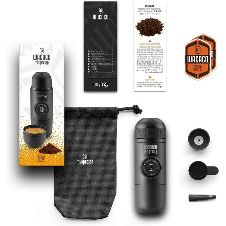 Wacaco Minipresso GR, Portable Espresso Machine, Compatible Ground Coffee,  Hand Coffee Make, Travel Gadgets, Manually Operated, Perfect for Camping