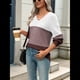 thumbnail image 5 of Suéter Informal de Larga con Cuello en V, Tejido Acanalado y Crochet Ligero para Mujer (Otoño 2025) Marrón Gris XL, 5 of 7