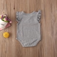thumbnail image 4 of Douhoow Baby Girls Summer Sleeveless Romper Infant Solid Color Round Collar Ruffle Jumpsuit, 4 of 8