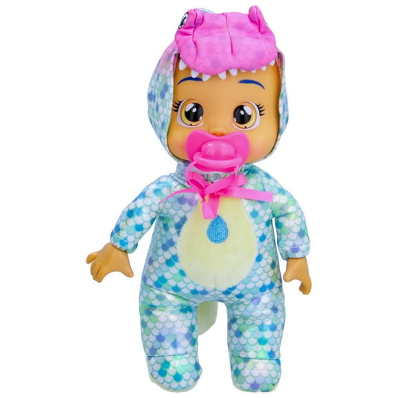 Cry Babies Tiny Cuddles Dinos Mia - Poupée de 9 po, verse de véritables larmes, pyjama sur le thème des dinosaures avec des accents métallisés