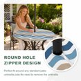 thumbnail image 4 of Round Outdoor Tablecloth with Umbrella Hole and Zipper, Blue Brown White Ombre Tablecloth with Elastic Waterproof, Modern Geometric Gradient Ocean Striped Patio Table Covers for 36" - 44" Tables, 4 of 9