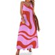 thumbnail image 1 of Vestido sin mangas rojo y rosa con patrón abstracto de remolino líquido retro moderno, vestidos de fiesta, vestidos de verano para mujer 2024, 1 of 7