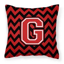 Carolines Treasures CJ1047-GPW1414 Letter G Chevron Black & Red Fabric Decorative Pillow