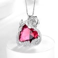 thumbnail image 3 of Juwaliy 15MM Rose Heart Women Necklace July Birthstone 925 Sterling Silver Flower Love Jewelry Pendant Red Ruby Mother Birthday Christmas Valentine's Day Gift, 3 of 10