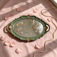 thumbnail image 4 of Cififendec Christmas Vintage Decorative Mirror Tray, Ornate Embossed Premium Mirror Dish for Xmas Vanity Table Accent Styling, 15.35"×9.65", Green, 4 of 6