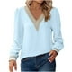 thumbnail image 2 of Ichuanyi liquidación de la moda femenina sólida con cuello en V de manga larga de encaje suelto contraste chifón top mujeres ICHUANYI WER202308243881, 2 of 8