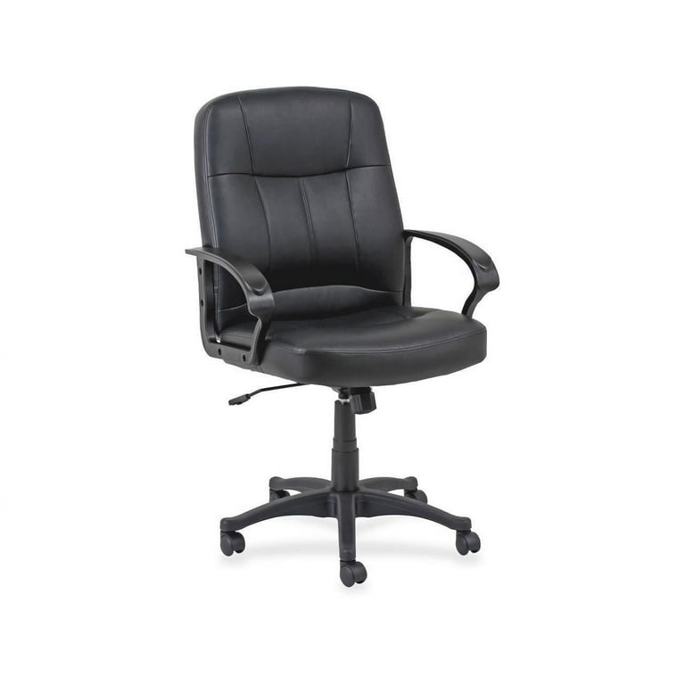 Lorell Tufted Managerial Mid-Back Office Chair - Black Leather Seat - Black Frame - 5-star Base - Black - 1 Each Lorell Tufted Managerial Mid-Back Office Chair - Black Leather Seat - Black Frame - 5-star Base - Black - 1 Each