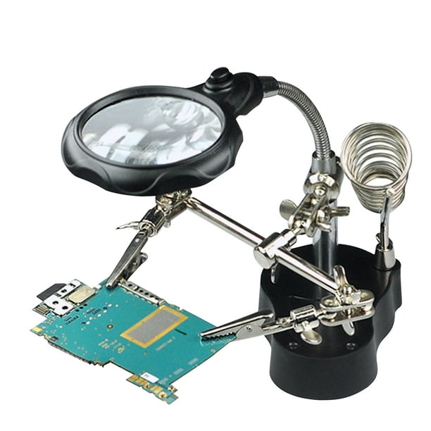 3.5X 12X Desktop Magnifier LED Light Helping Hands Table Magnifier