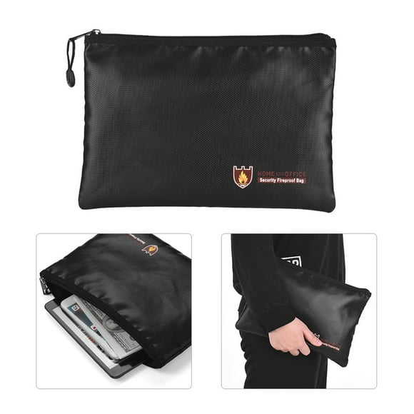 moobody Fireproof Document Bag Silicone Coated Fiberglass Money Bag Pouch Document Holder Water Fire Resistant with Zipper Closure Storage for File Cash Jewelry Passport Valuables