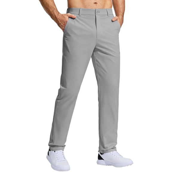OOOUM Stretch Golf Pants for Men High Waisted Straight Leg Dress pants with Pockets Slim Fit Casual Work pants Grey XXXXL