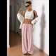 thumbnail image 5 of Pantalones Deportivos Rectos de Pierna con Cintura con Cordón para Mujer, Pantalones Casuales Holgados y Largos de Verano. Rosa S, 5 of 9