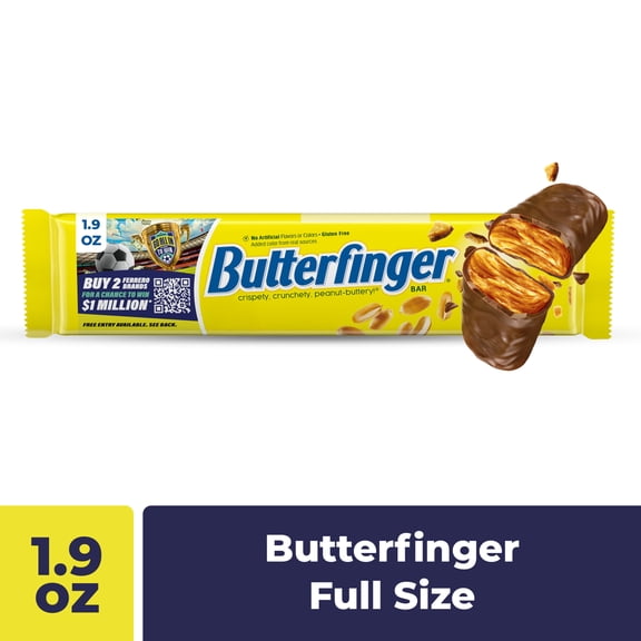 Butterfinger Full Size Candy Bar, Crispety Crunchety Peanut-Buttery On-The-Go Sweet Treat, 1.9 oz