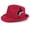Red, variant on Felt Fedora Trilby Hat for Men Women Short Brim Vintage Jazz Panama Church Dress Hat with Feather Band - Brown