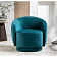 Uspridefurniture Modern Velvet Plain Swivel Barrel Chair, Greenish