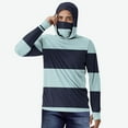 thumbnail image 2 of YLSDY Fashion Men's Sun Protection Hoodie Shirt with Face Mask Neck Gaiter Thumb Hole Striped Color Block Rash Guard Big&Tall Light Blue XXXXXL, 2 of 5
