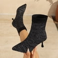 thumbnail image 6 of Willtoo Women Pointed Toe Stiletto Sock Ankle Boots Stretch Knit Slip On Short Boots Fall Winter Slim Heel Fashion Booties, 6 of 6