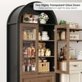 thumbnail image 4 of Hiphuta 70" Tall Arched Kitchen Pantry Storage Cabinet with Glass Doors, Freestanding Modern Farmhouse Hutch Cupboard with 2 Large Drawers, for Kitchen Dining Room, Black & Oak, 4 of 7