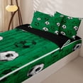 thumbnail image 3 of Castle Fairy Sport Soccer Zipper Twin Comforter Sets with Fitted Sheet and 2 Pillowcases, Vintage Ball Game Zipper Bedding Set, Green Black,4-Piece,Black Reversible, 3 of 6
