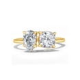 thumbnail image 2 of 1 3/4CT 8X5MM Pear Shape & 6MM Cushion Cut Lab Created Moissanite Diamond Toi Et Moi 2-Stone Engagement Ring For Women In 14K Yellow Gold Over Sterling Silver (VVS1 Clarity, 1.75 Cttw)-6.5, 2 of 7