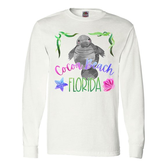 Inktastic Cocoa Beach Florida Cute Swimming Manatee Long Sleeve T-Shirt