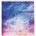 thumbnail image 2 of Indie Shower Curtain, Dream Big Work Hard Typography Design with Galaxy Outer Space Modern Words, Cloth Fabric Bathroom Decor Set with Hooks,  Grey White, 2 of 4