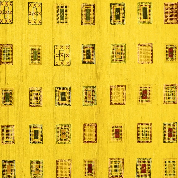Ahgly Company Machine Washable Indoor Square Solid Yellow Modern Area Rugs, 8' Square